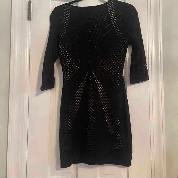Calvin Klein Black Patterned Bodycon Dress - Picture 2 of 4